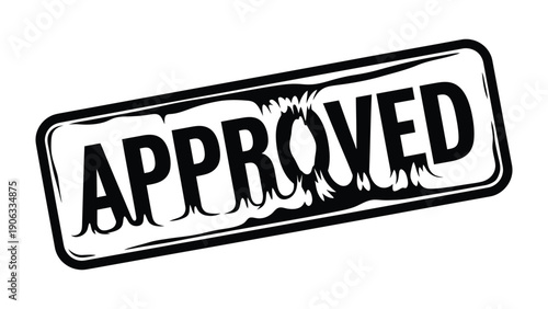 Approved Stamp: A bold, diagonally-stamped APPROVED seal, signifying the definitive acceptance of an item, project, or concept. This graphic resonates with clarity and official endorsement.