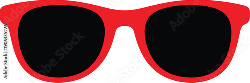 A pair of red sunglasses with black lenses