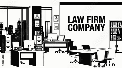 law firm company office corporate business interior workplace professional commercial workspace design management team meeting modern environment startup with wooden desks library conference room