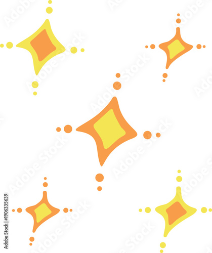 POP用　twinkling キラキラのイラストセット　手書き