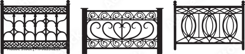 Black metal railing with ornate patterns fence