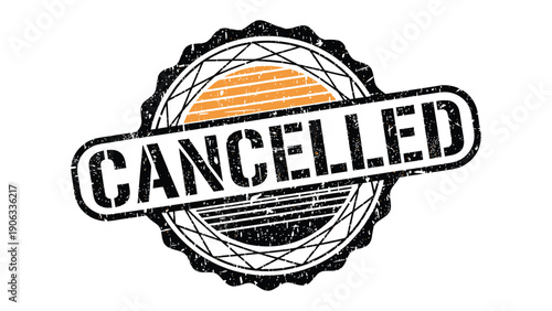 Cancelled Stamp Icon: A classic, weathered stamp boldly proclaims CANCELLED, conveying a sense of finality and official status.
