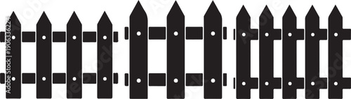 Black picket fence on white background black fence wooden fence 1