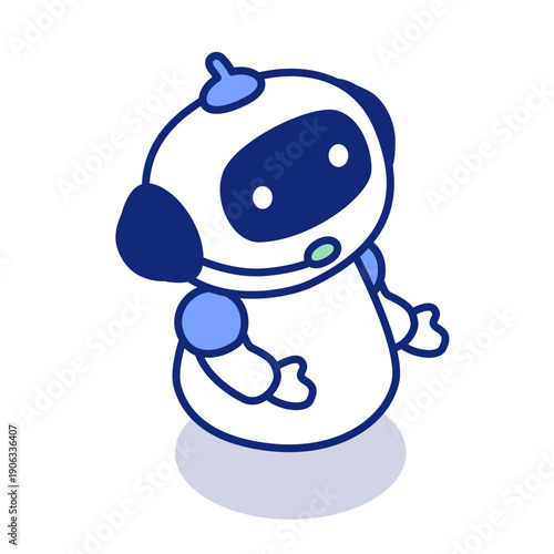 AI人工知能ロボットのアイソメトリックイラスト