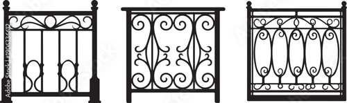 Black wrought iron fence railing metalwork