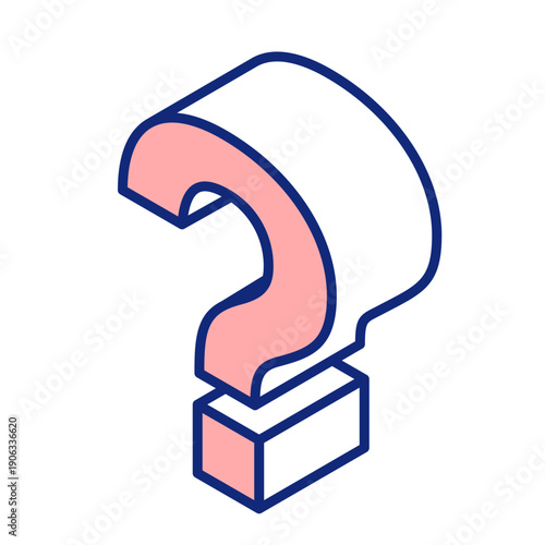 クエスチョンマークのアイソメトリックイラスト。はてなマークの立体イラスト。