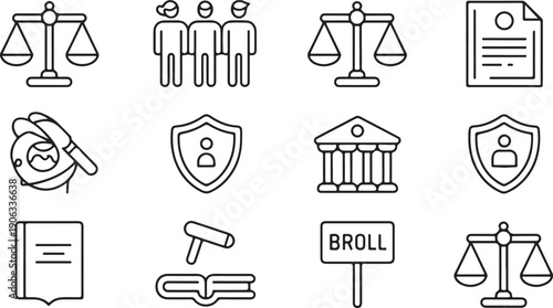 Equal Rights and Justice Protection Symbols Monochrome