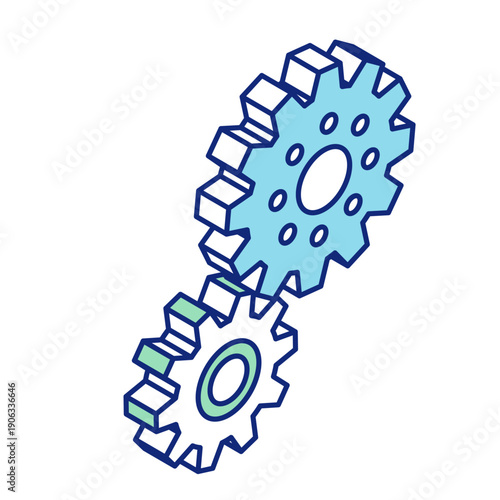 平歯車のアイソメトリックイラスト