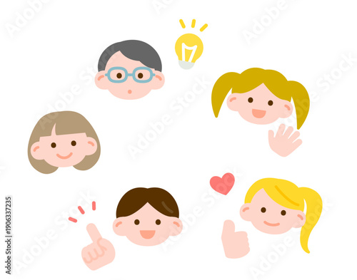 シンプルでかわいい子供の表情セット