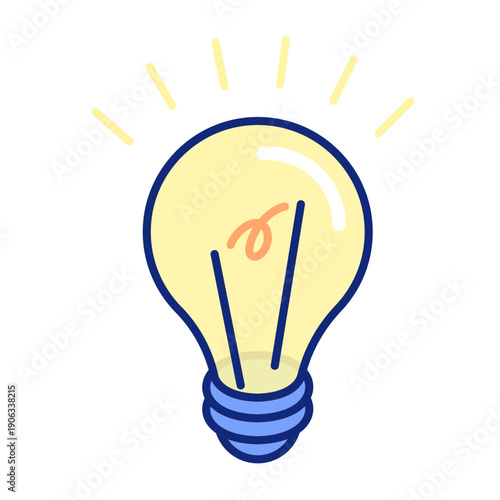 ひらめきやアイデアを表す電球のアイソメトリックイラスト