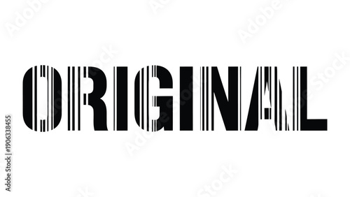 Original Barcode Wordmark: A conceptual representation of the word ORIGINAL creatively integrated with a barcode design, symbolizing authenticity and unique identity. 