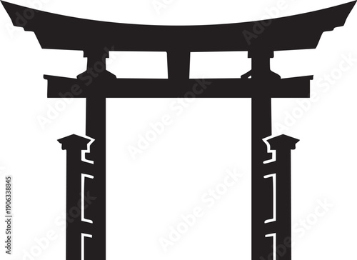 Traditional Japanese Torii gate silhouette, a classic symbol of Shinto shrines.