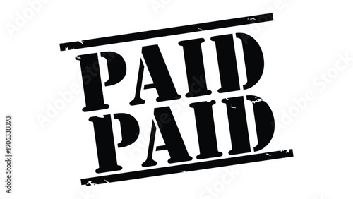 Paid Stamp: A bold, diagonally stamped PAID mark, in striking black, signals the completion of a transaction or fulfillment of an obligation. This image evokes a sense of finality and resolution.