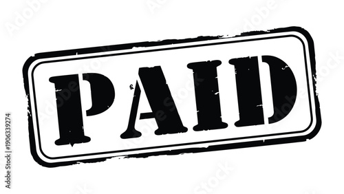 Stamped and Settled: The word PAID prominently displayed in a bold stamp, signifying completion. Its clear design and direct message makes this image suitable for business transactions, payments.