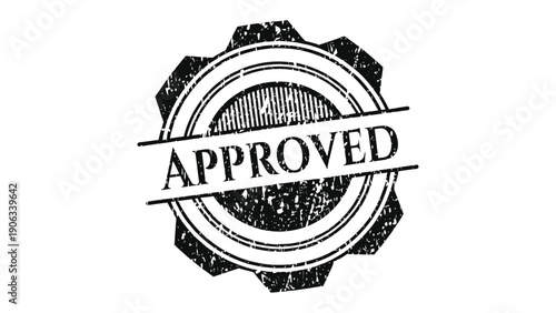 Approved Stamp: A grunge-style stamp boldly declares APPROVED, symbolizing authorization, validation, and consent within a formal and official context.