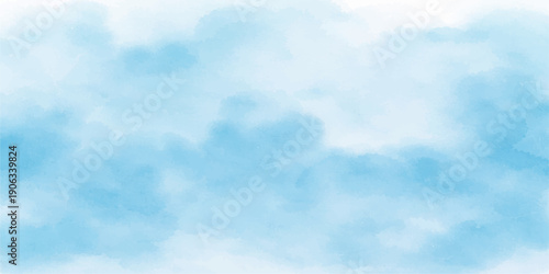 A beautiful clear blue sky with fluffy white cumulus clouds on a bright sunny summer day creates a scenic nature cloudscape in the high atmosphere