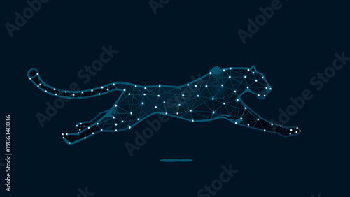 Geometric panther illustration a digital depiction of a running feline form