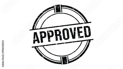 Approved Stamp: A bold, circular stamp declaring APPROVED, a symbol of validation and authorization.