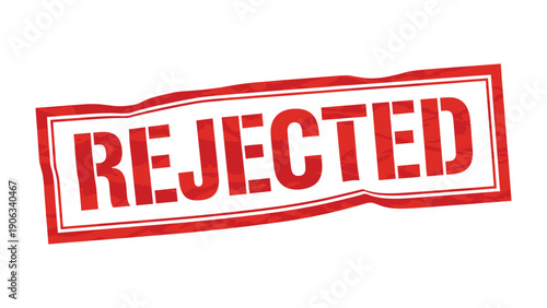 Stamped Denial: The bold REJECTED stamp conveys a clear message of denial. conveying a stark message of refusal, setback, or non-acceptance. The graphic is straightforward.