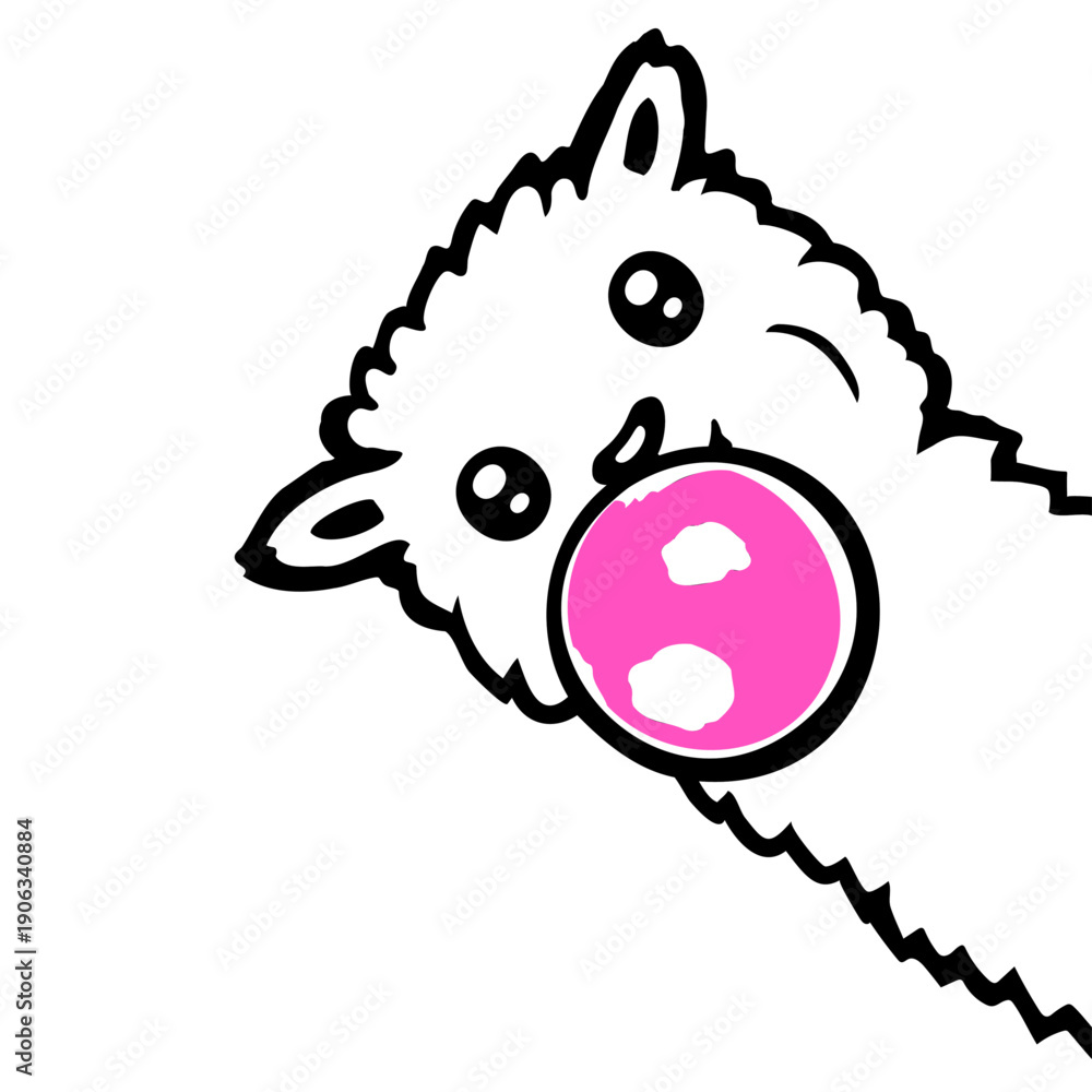 Obraz premium Llama Bubblegum Bubble Chewing Cool Side View Cute Alpaca White Fur Funny