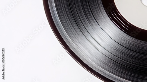 vinyl. Minimalist vinyl record on white background, clean and crisp studio shot. safety posters, maintenance manuals, designed for precision metalworking and fabrication facilities, supports safety.