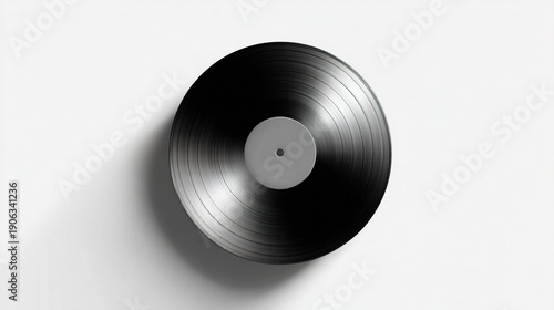vinyl. Minimalist vinyl record on white background, clean and crisp studio shot. safety posters, maintenance manuals, designed for precision metalworking and fabrication facilities, supports safety.