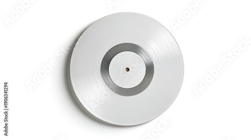 vinyl. Minimalist vinyl record on white background, clean and crisp studio shot. safety posters, maintenance manuals, designed for precision metalworking and fabrication facilities, supports safety.
