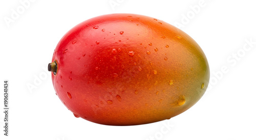 Fresh red and yellow mango with water droplets on its skin isolated on white background  a vibrant and juicy tropical fruit transparent background