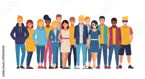 Diverse Group of Young People Standing Together