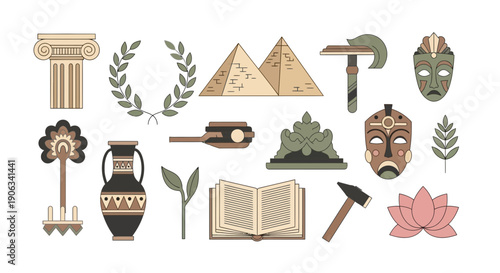 Ancient Civilizations Icons: History, Culture, Art and Symbols