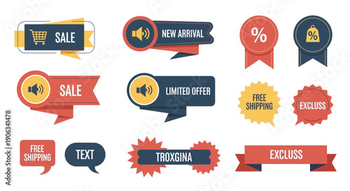 Sale and Discount Labels Collection - New Arrival, Free Shipping