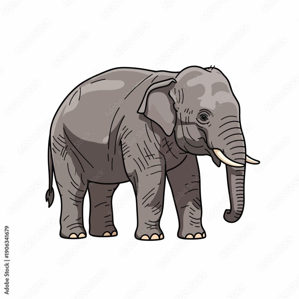 Obraz premium A gray elephant with tusks