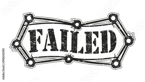 Failed Stamp: A bold, vintage-style stamp declares FAILED with an artistic border, conveying a sense of finality and perhaps, reflection.