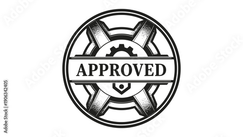 Approved Emblem: A vintage-style emblem bearing the word APPROVED, perfect for conveying quality and endorsement. 