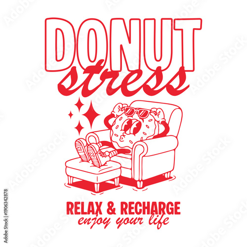  funny cartoon character of donut Graphic Design for T shirt Street Wear and Urban Style