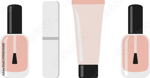 Cosmetic Beauty Product Packaging Set Isolated on White Background Flat Vector Illustration