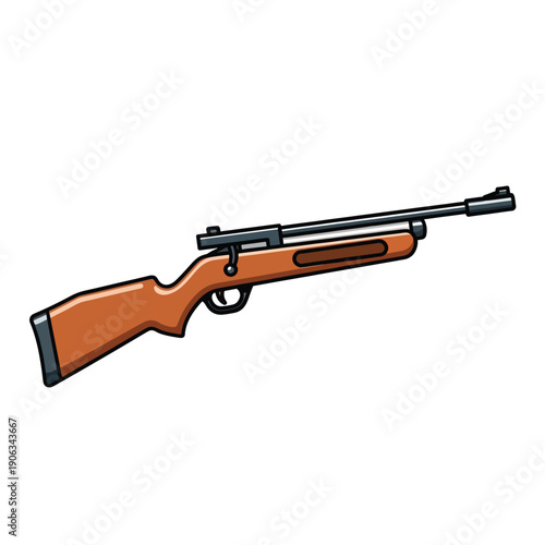 A cartoon-style illustration of a rifle with a brown stock