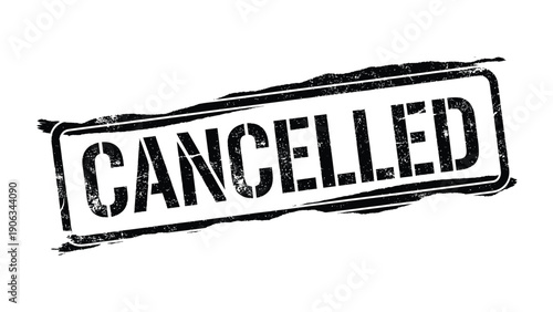 Cancellation Stamp: A bold stamp declares a cancellation, with a clear message and a vintage vibe, symbolizing a change of plans or a cessation of action.