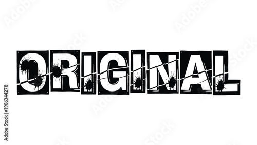 Original Word art: A bold, edgy design showcasing the word ORIGINAL in a unique, graphic style, emphasizing authenticity, creativity, and distinctiveness.