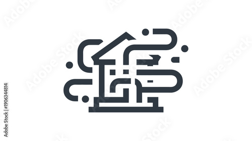 A stylized featuring a stylized letter Z with abstract lines and dots in dark blue