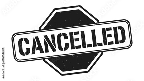 Cancelled Stamp of Authority: A stark, bold, and authoritative image of a CANCELLED stamp, conveying a clear message of nullification, deletion, or revocation.