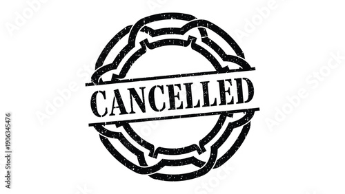 Cancelled Stamp: A classic circular stamp boldly displays the word CANCELLED, conveying a sense of finality and administrative action.