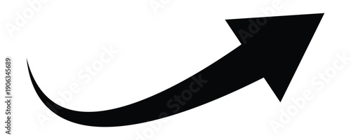 Abstract Hand-Drawn Style Directional Arrow	Artistic black ink-style curved arrow vector. This hand-drawn pointer is ideal for creative projects, DIY blog graphics, and informal presentation slides.