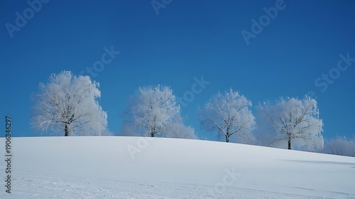 Wallpaper Mural Serene winter landscape with snow-covered trees on a gentle hill under a clear blue sky Torontodigital.ca