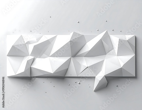 Abstract white polygonal geometric surface with shadows and copy space