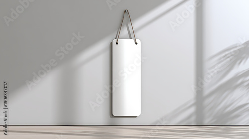 Door Handle Sign Mockup with Realistic Wall Shadow