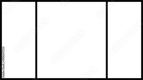 Three Column Vertical Split Screen Frame Matte Clean Minimal Layout Transparent Alpha Channel 4K