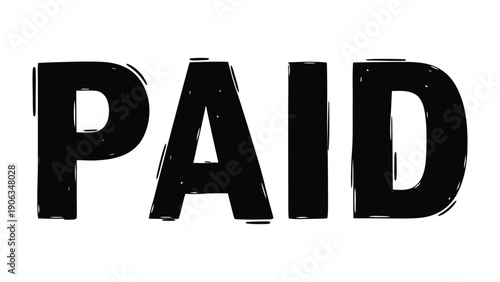 Paid Word Mark: A bold, stylized graphic declaring the word PAID, suitable for various applications in business, commerce, and finance. 