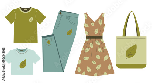 Eco-friendly Fashion Collection: T-shirts, Jeans, Dress, Tote Bag