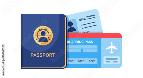 Passport, Boarding Pass, and Ticket for Air Travel